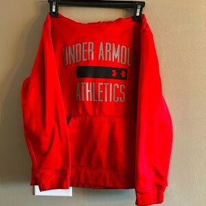 UA hoodie Boys Youth Medium Y/MD. Red with black letters
